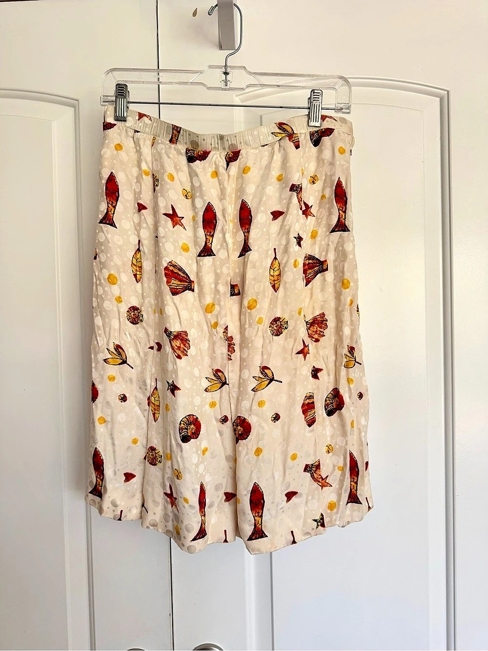 Vintage 80s Lihli Silk Printed High Waist Silk Skirt Size 8
